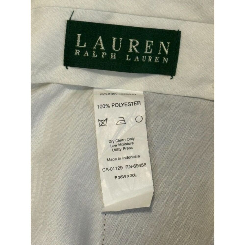 Lauren Ralph Lauren Jet Black Dress Pants Mens 38x30 Cuffed Pleated Lightweight - Picture 5 of 5
